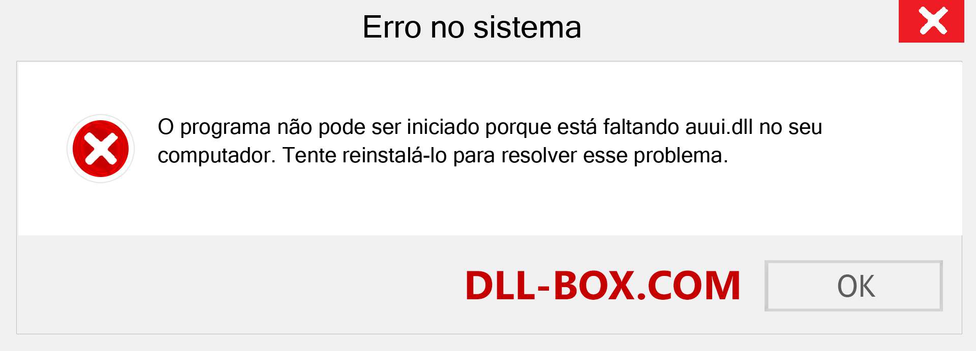 Arquivo auui.dll ausente ?. Download para Windows 7, 8, 10 - Correção de erro ausente auui dll no Windows, fotos, imagens